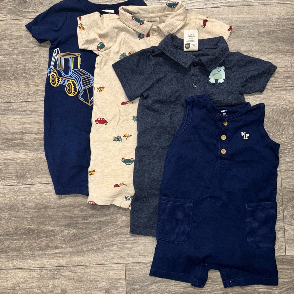 First Impressions Kids Bodysuits - Navy and Cream